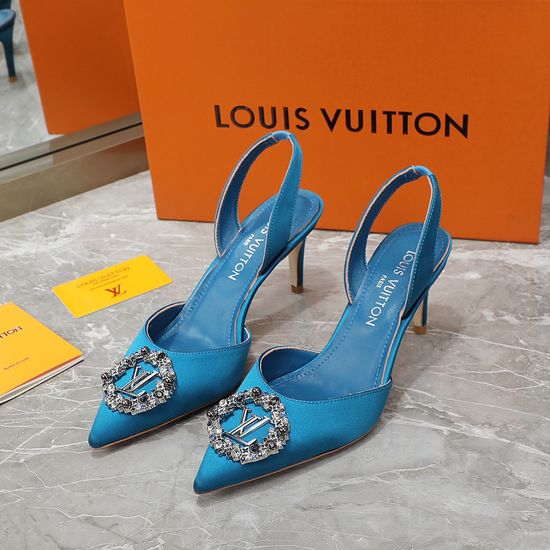 Louis Vuitton Elegant Silk Mid Heel Dress Sandals