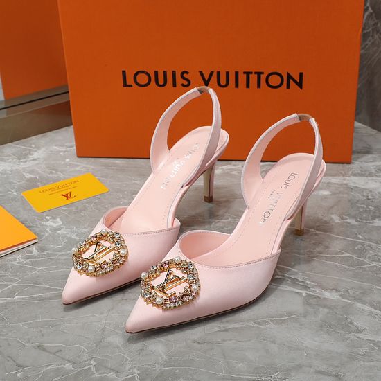Louis Vuitton Elegant Silk Mid Heel Dress Sandals
