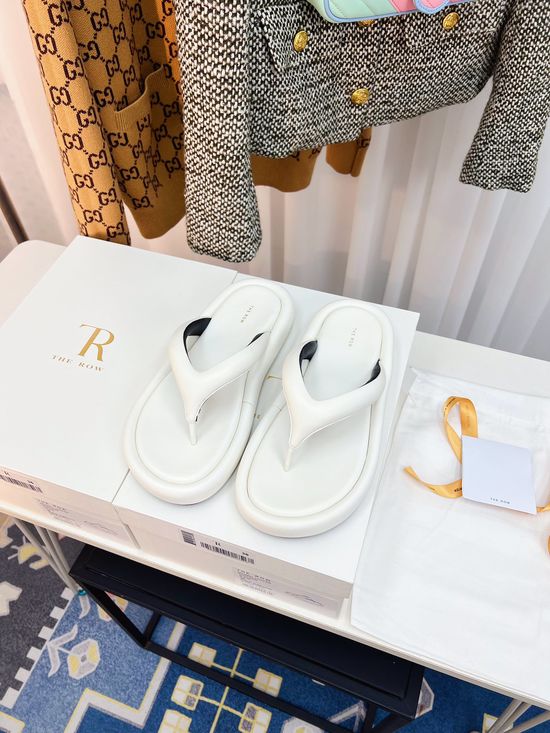 The Row Cushioned Thick Sole Thong Slide Slippers Soft Non Slip