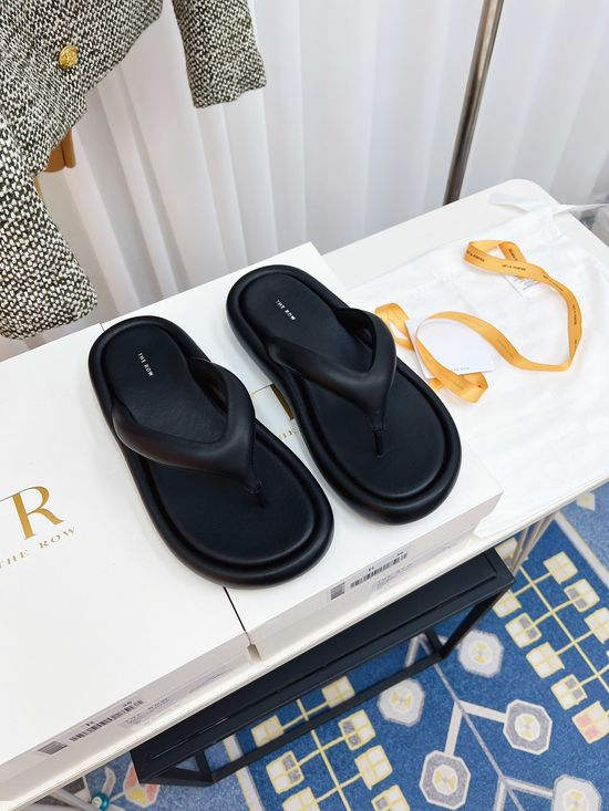 The Row Cushioned Thick Sole Thong Slide Slippers Soft Non Slip