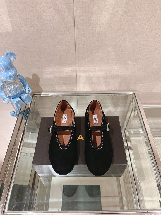 Alaia Premium Leather Ballet Flats Embellished Comfort Daily Shoes