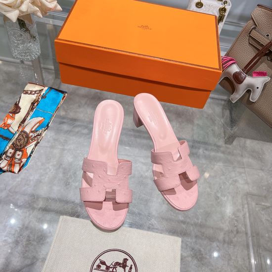 Hermes Chunky Heel Cowhide Slide Sandals With Silk Scarf Set