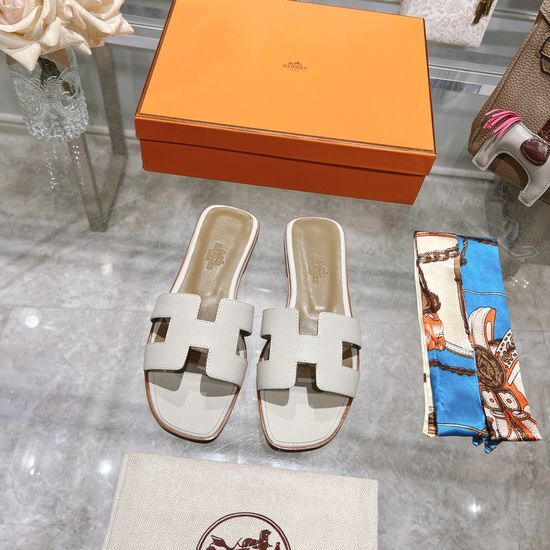 Hermes Calfskin Casual Slides Soft Comfortable Daily Wear Footwear