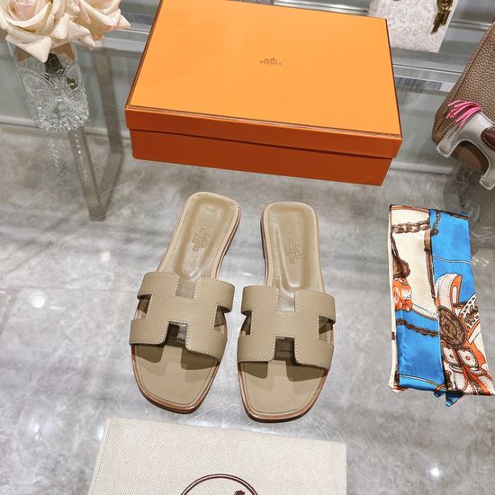 Hermes Calfskin Casual Slides Soft Comfortable Daily Wear Footwear