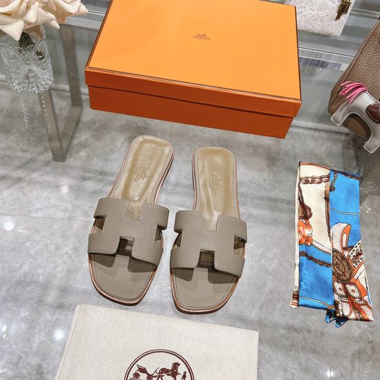 Hermes Calfskin Casual Slides Soft Comfortable Daily Wear Footwear