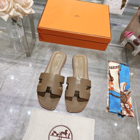 Hermes Calfskin Casual Slides Soft Comfortable Daily Wear Footwear