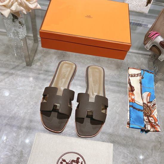Hermes Calfskin Casual Slides Soft Comfortable Daily Wear Footwear