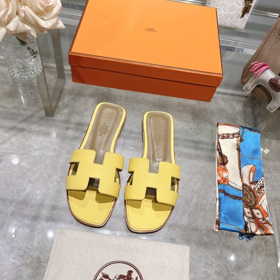 Hermes Calfskin Casual Slides Soft Comfortable Daily Wear Footwear
