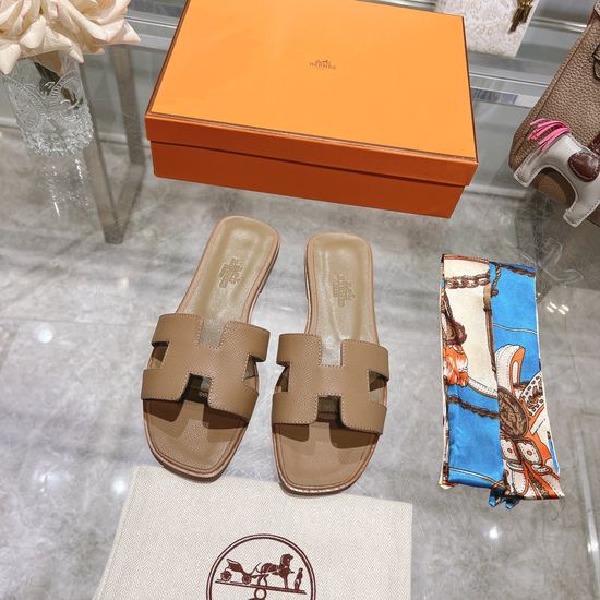 Hermes Calfskin Casual Slides Soft Comfortable Daily Wear Footwear