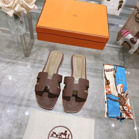 Hermes Calfskin Casual Slides Soft Comfortable Daily Wear Footwear