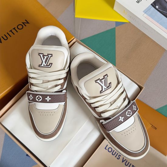 Louis Vuitton Embossed Casual Sneakers With Leather Upper