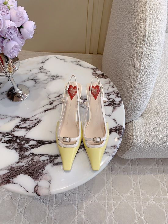 Roger Viver Elegant Buckle Low Heel Open Back Leather Shoes