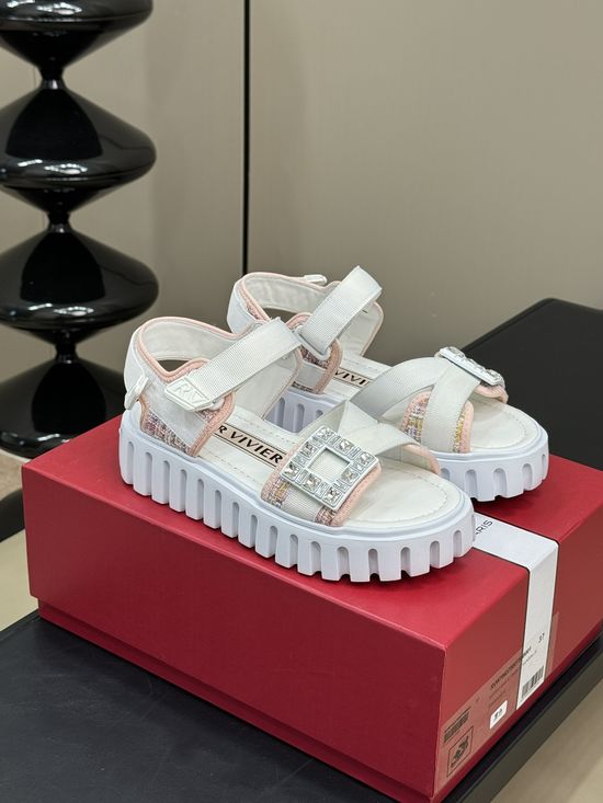 Roger Viver Rhinestone Buckle Platform Comfort Sandals