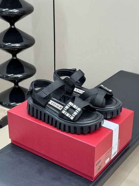 Roger Viver Rhinestone Buckle Platform Comfort Sandals