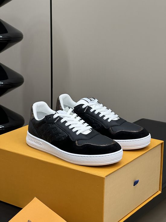 Louis Vuitton Suede and Leather Sneakers with Embroidered Design