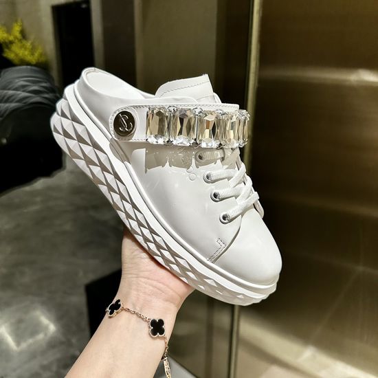 Jimmy Choo Rhinestone Decor Casual White Shoes Soft Comfortable Sole