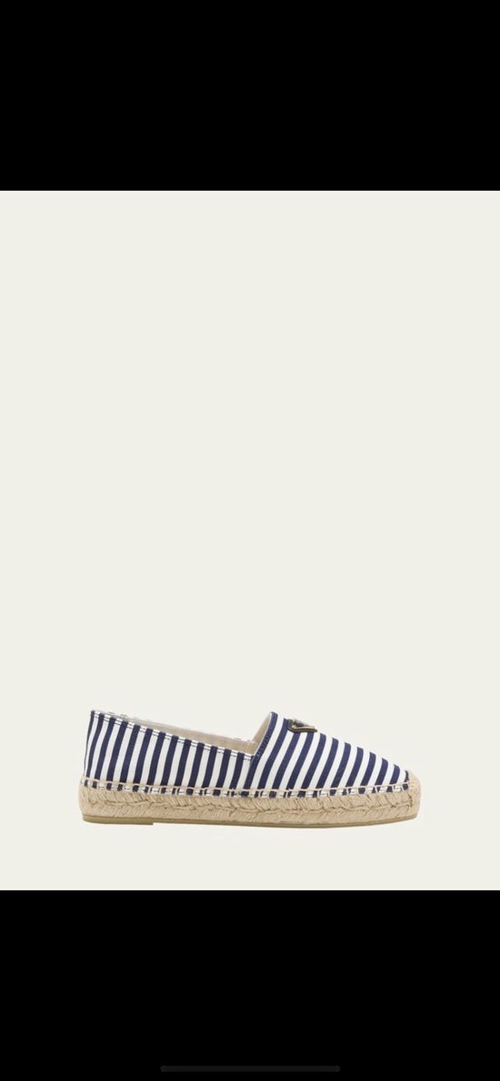 Prada Logo Detail Round Toe Slip On Espadrilles