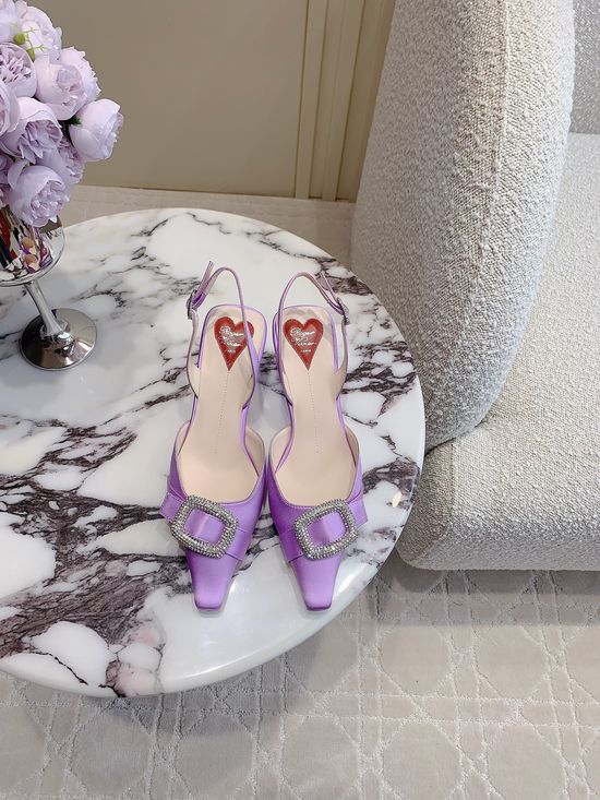 Roger Viver Rhinestone Buckle Low Heel Slingback Shoes Refined Comfortable