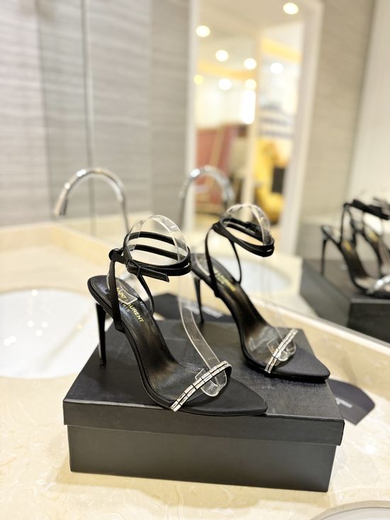 Yves Saint Laurent Elegant Diamond-Studded High Heels Shining Shoes