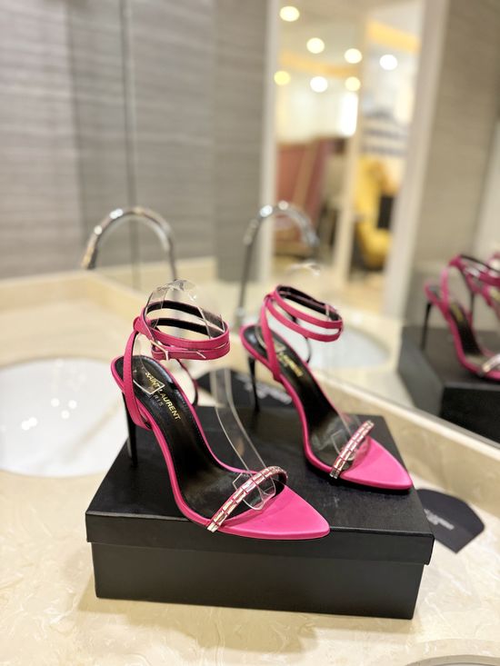 Yves Saint Laurent Elegant Diamond-Studded High Heels Shining Shoes