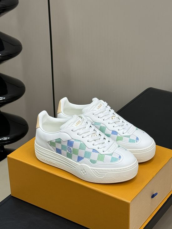 Louis Vuitton Premium Calfskin Platform Sneakers with Cushioned Insole