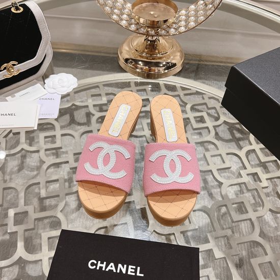 Chanel Classic Wedge Platform Casual Slide Sandals