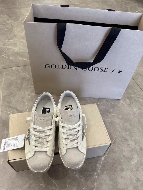Golden Goose Premium Distressed Sneakers with Silver Star Accents