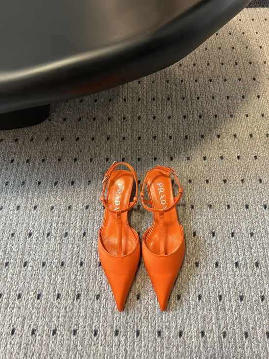 Prada Pointed Toe T-strap Heels Elegant Stylish Dress Shoes