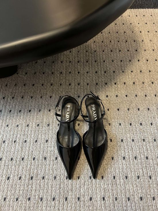 Prada Pointed Toe T-strap Heels Elegant Stylish Dress Shoes