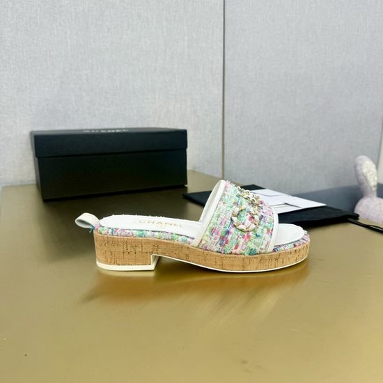 Chanel Chic Platform Sandals with Rhinestone Chunky Heel