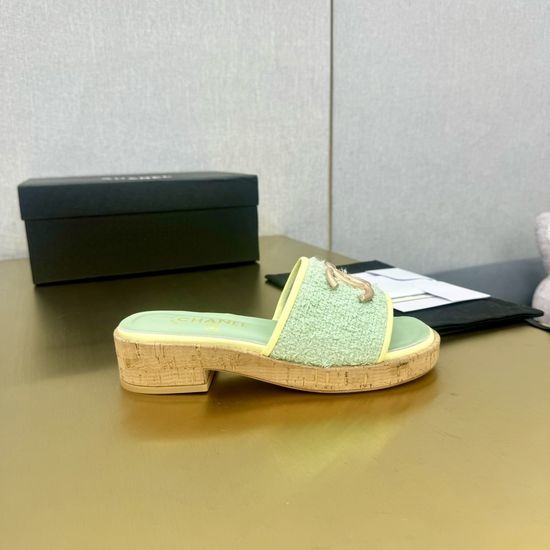 Chanel Chic Platform Sandals with Rhinestone Chunky Heel