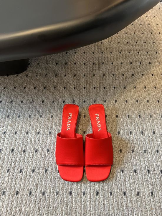 Prada Silk Mules Minimalist Style Elegant Casual Slip On Shoes