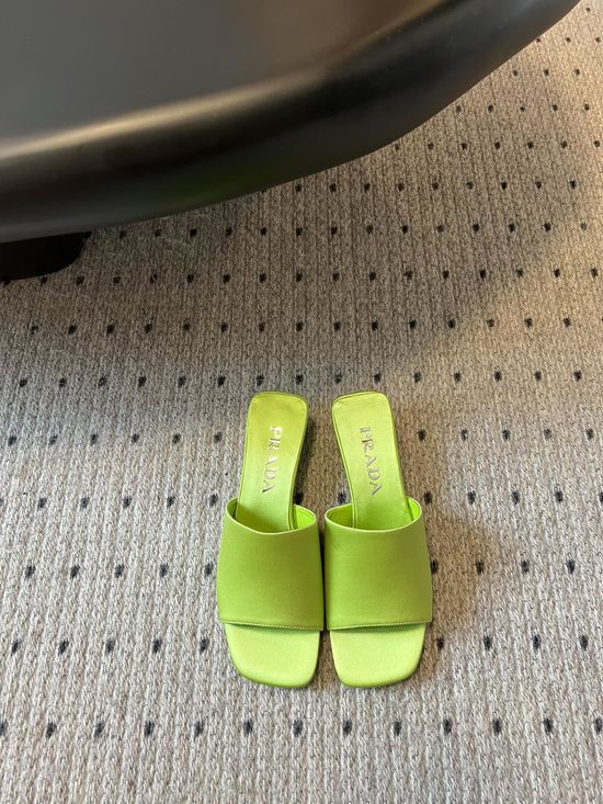Prada Silk Mules Minimalist Style Elegant Casual Slip On Shoes