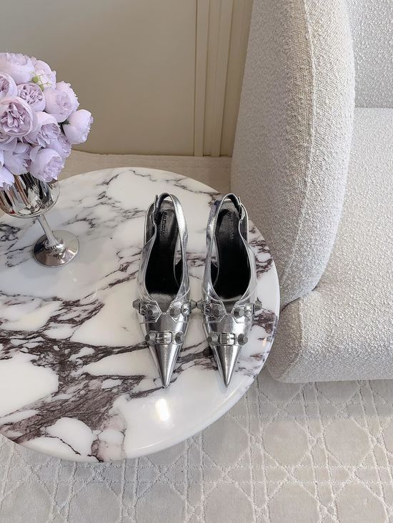 Balenciaga Studded High Heel Slides Cowhide Upper Leather Sole