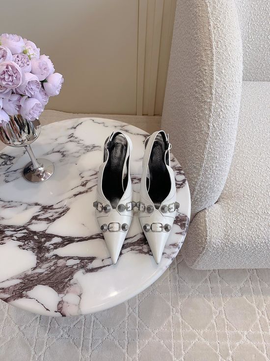 Balenciaga Studded High Heel Slides Cowhide Upper Leather Sole