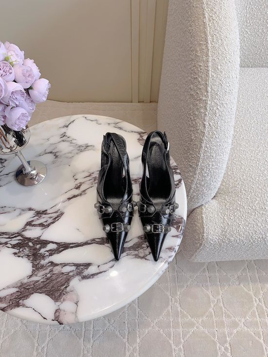 Balenciaga Studded High Heel Slides Cowhide Upper Leather Sole