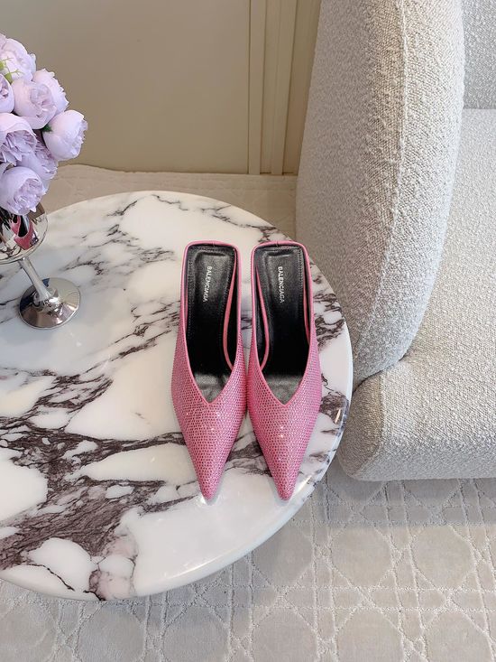 Balenciaga Rhinestone Embellished Pointed Toe High Heel Mules