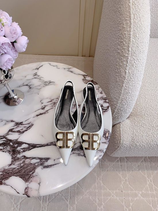 Balenciaga Pointed Toe Buckle Decor Slip On Flats