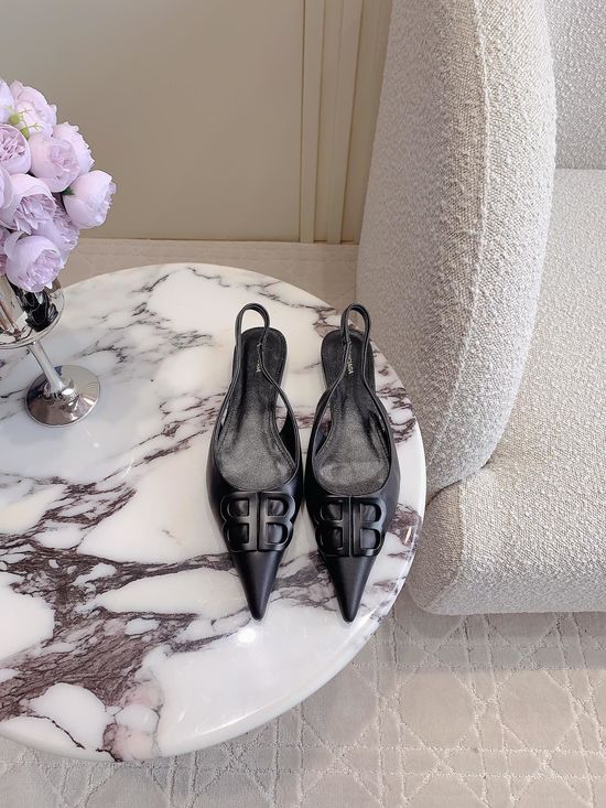 Balenciaga Pointed Toe Buckle Decor Slip On Flats