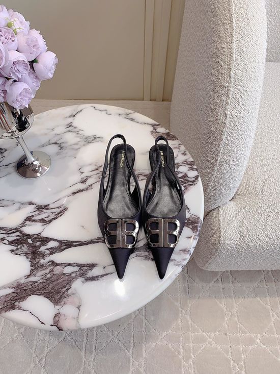 Balenciaga Pointed Toe Buckle Decor Slip On Flats