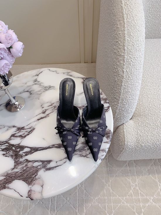 Stella McCartney Pointed Toe Bow Decor High Heel Mules