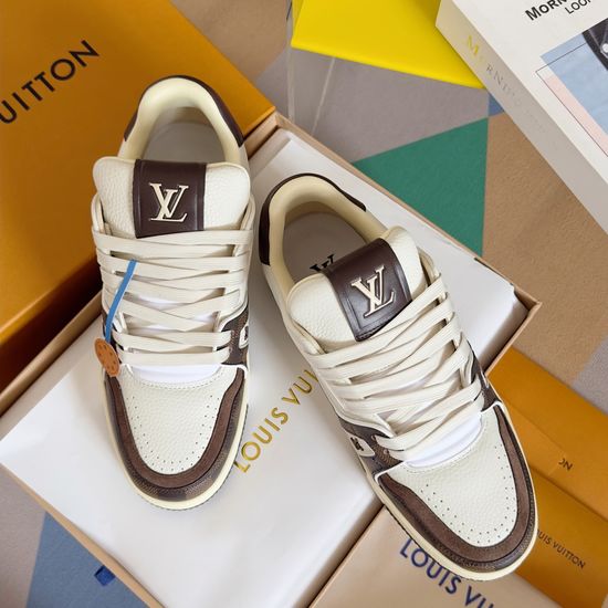 Louis Vuitton Embossed Casual Sneakers With Leather Upper