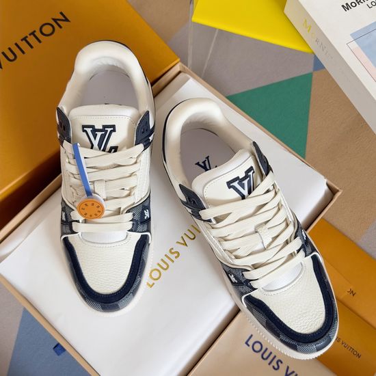Louis Vuitton Embossed Casual Sneakers With Leather Upper