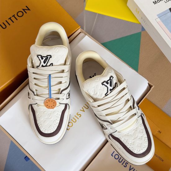 Louis Vuitton Embossed Casual Sneakers With Leather Upper