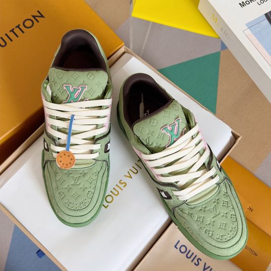 Louis Vuitton Embossed Casual Sneakers With Leather Upper