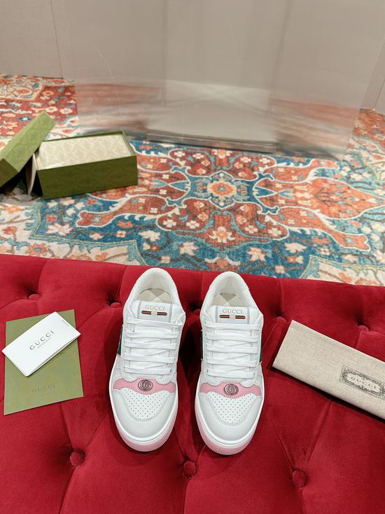 Gucci Vintage Distressed Casual Sneakers With Removable Rhinestone Decor
