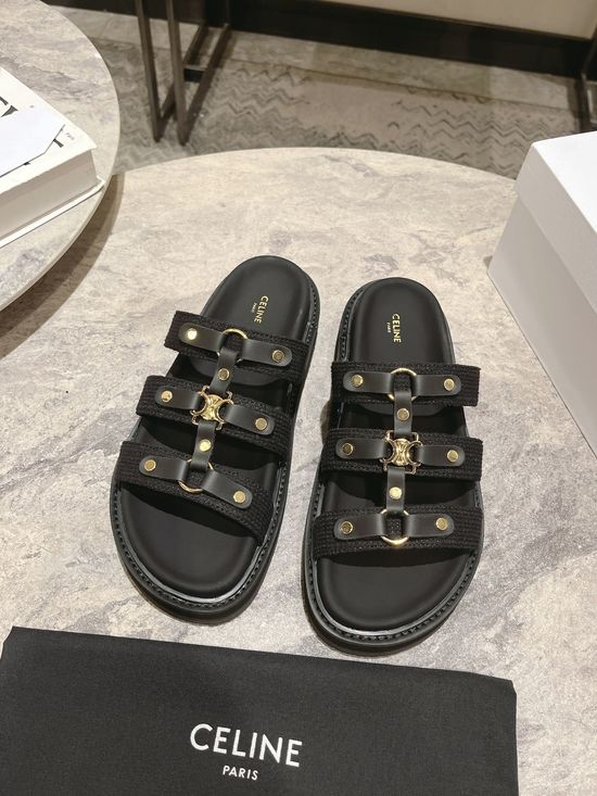 Celine Minimalist Classic Slip On Casual Leather Flat Sandals