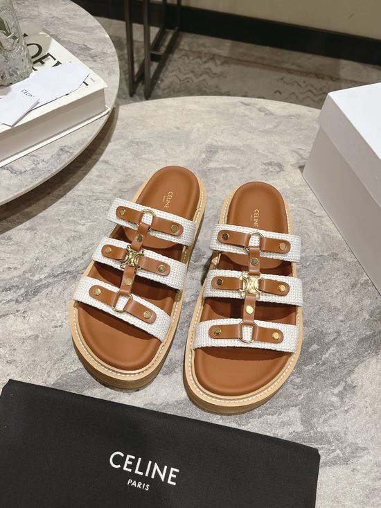 Celine Minimalist Classic Slip On Casual Leather Flat Sandals