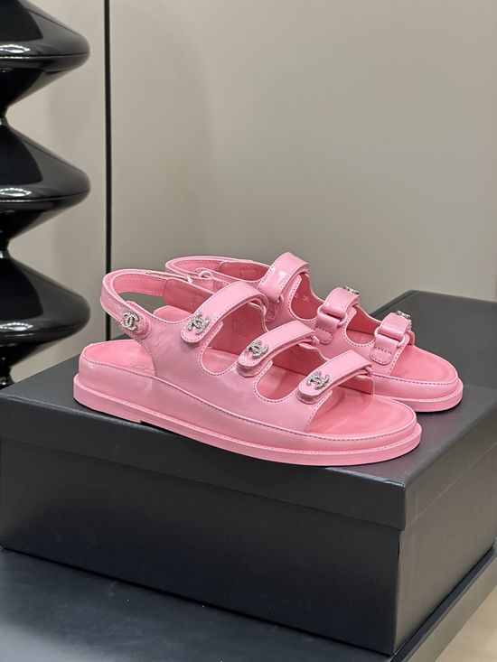 Chanel Three Strap Leather Beach Sandals Premium Durable Footwear