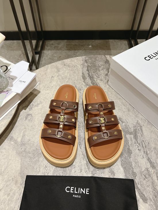 Celine Minimalist Classic Slip On Casual Leather Flat Sandals